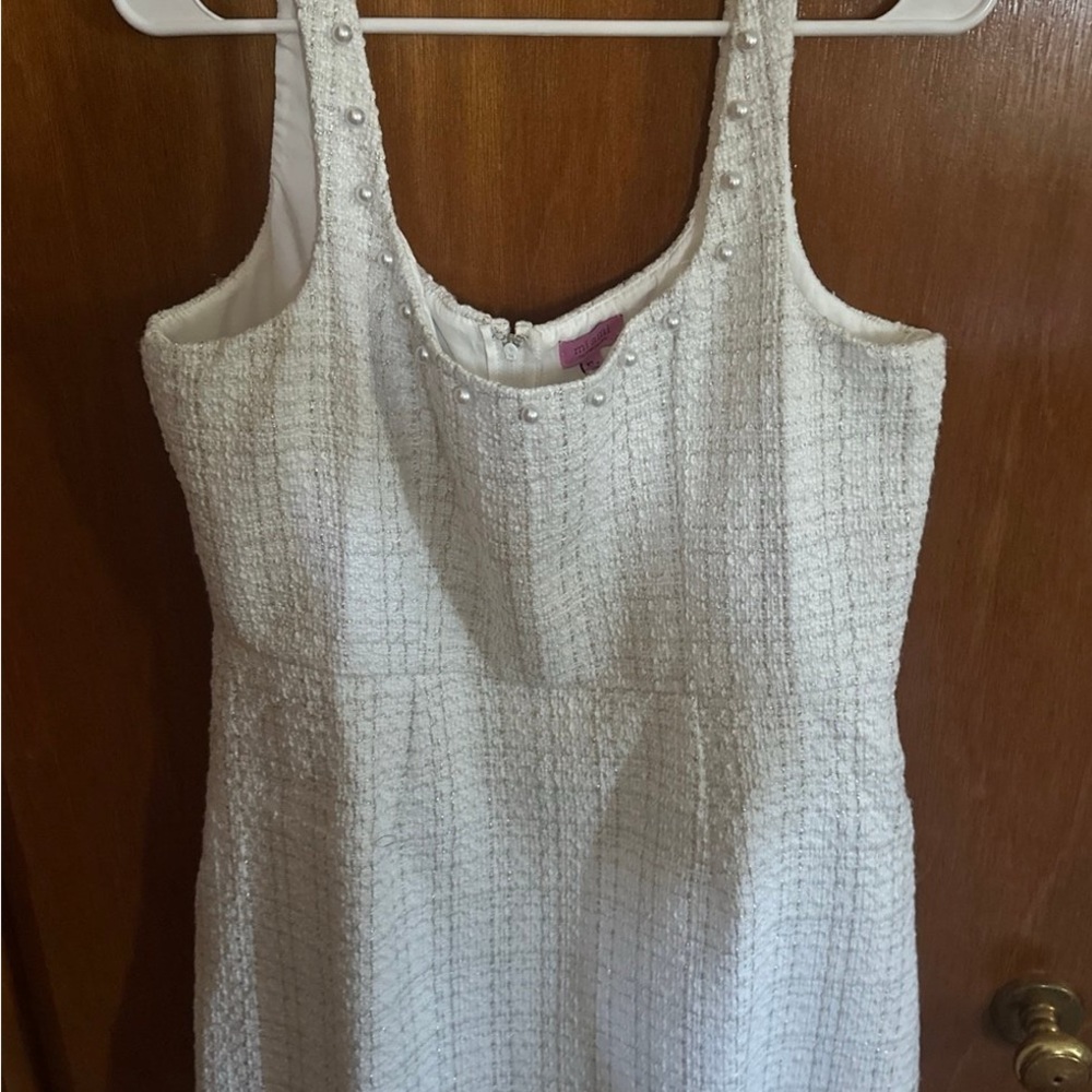 Francesca's Collections White Pearl-Embellished Mini Dress